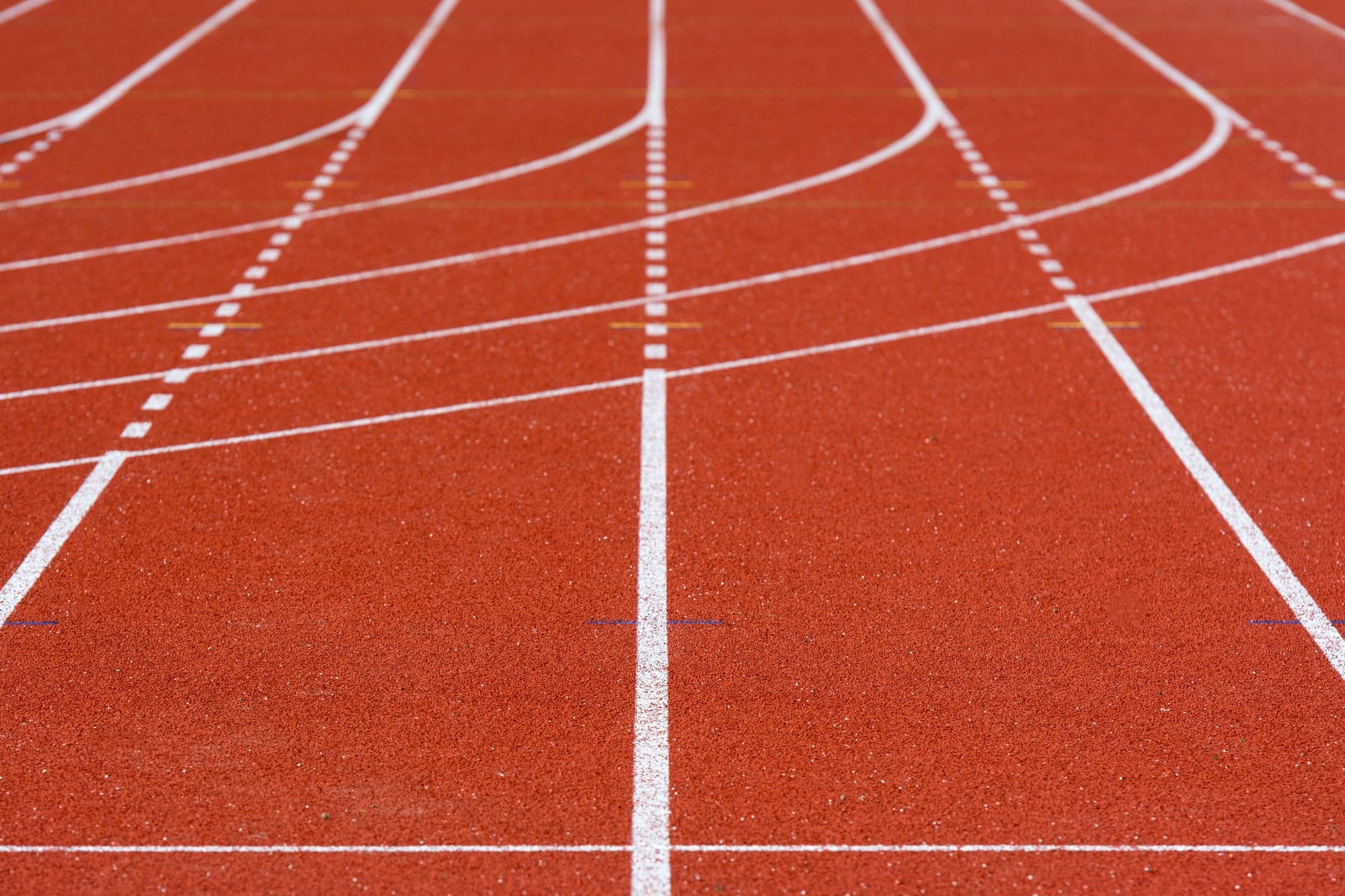 Lane markings on an empty athletics track